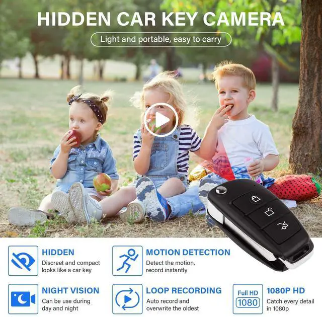 Alt view image 4 of 5 - Hidden Camera Car Key, Car Fob Camera, 1080P HD Portable Security Camera with Night Vision, Motion Detection, Loop Working for Indoor/Outdoor Safety, No WiFi