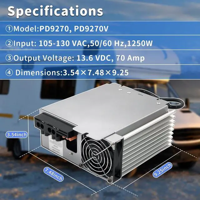Alt view image 4 of 5 - PD9270 12V 70 Amp RV Power Converter Compatible with in-teli Power 9200 Series Converter/Charger with Built-in Charge Wizard, for RV Camper Caravans Replace# PD9270V