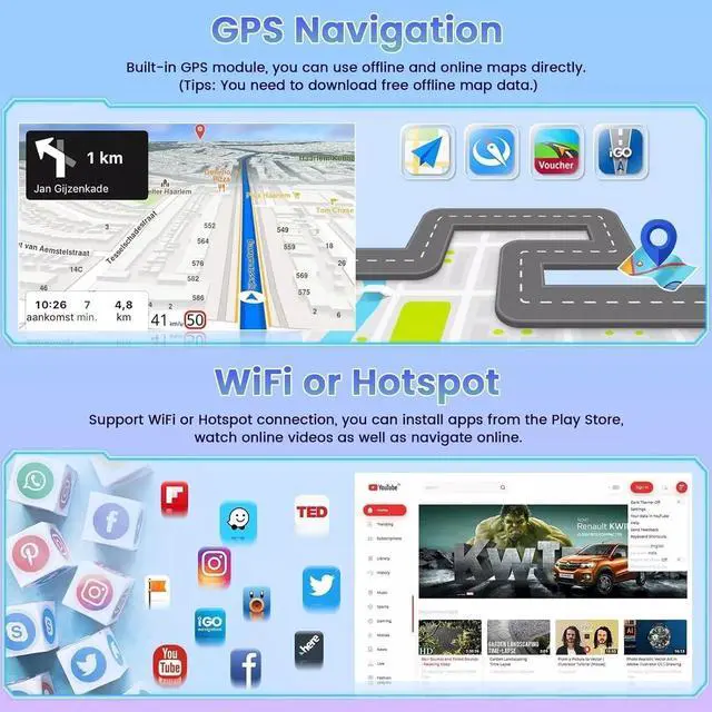 Alt view image 4 of 5 - Surakey Car Stereo for Dodge Grand Caravan 2008-2010 Radio Android 13 with CarPlay Wireless Android Auto, 7inch Touchscreen WiFi GPS Mirror Link Bluetooth FM SWC + Backup Camera 2+32G