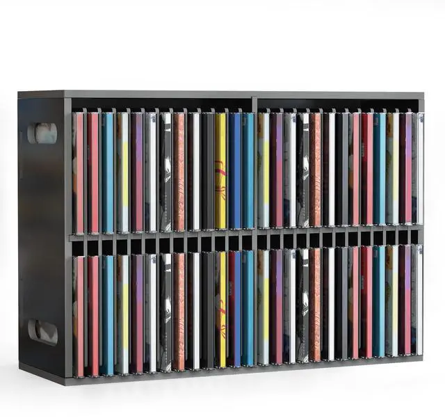 Main image of SANFURNEY 52 Slots CD Holder, Wall-Mounted CD Holder Stand, Premium CD Storage Rack for Home and Office, Stackable Disc CD Organizer Desk Stand Ideal for Music Enthusiasts Desk Rack Organizer Black