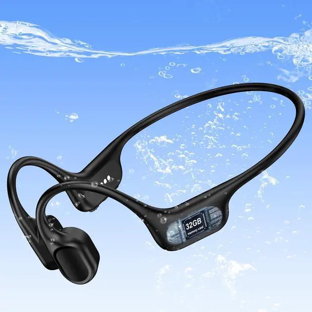 Main image of RR SPORTS IP68 Waterproof Swimming Headphones, Bone Conduction Bluetooth 6.0 Headphones, Built-in 32GB MP3 Player, Soft Lightweight Open-Ear Design for Swimming Marathons Showers Cycling(A51