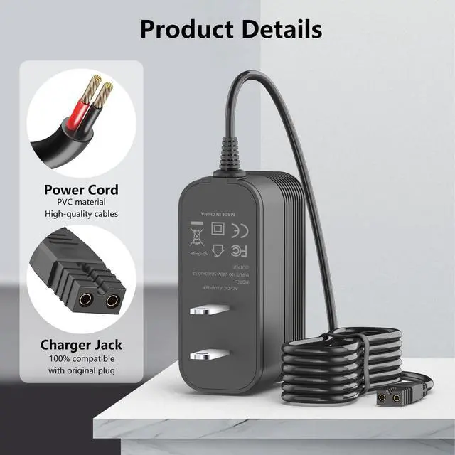 Alt view image 3 of 5 - 21.5V Charger for Consciot Pool Vacuum Compatible with Consciot PC15 20V Battery Handheld Pool Cleaner Power Cord Charger Replacement