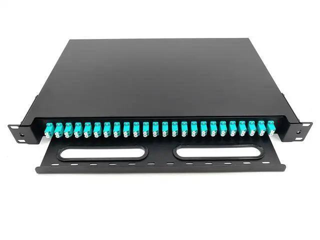 Alt view image 3 of 5 - Duogalia LC-OM3 24 Duplex Multimode 48 Port Rack Mount Enclosure Box with Fiber Splice Tray (Drawer Type Design, Includes 1.2 Meter Pigtail and 24pcs Coupler)