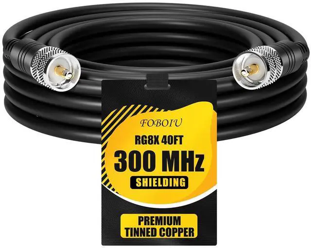Main image of Foboiu RG8x Coaxial Cable 40FT, CB Antenna Cables PL259 UHF Male-to-Male