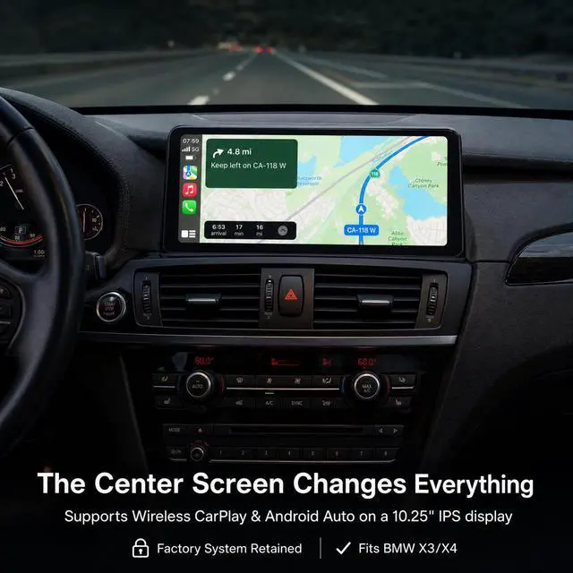 Alt view image 2 of 5 - XMOLINK 10.25-Inch CarPlay Android Auto Screen for BMW X3/X4 F25/F26 NBT