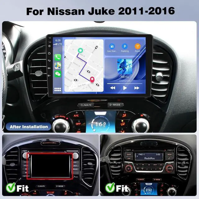 Alt view image 2 of 5 - 4+64G Car Radio for Nissan Juke 2011-2016 Wireless Carplay Android Car Stereo, 9 Inch Touschscreen with Android Auto 5G WiFi GPS Navigation AHD Backup Camera FM RDS Radio Receiver