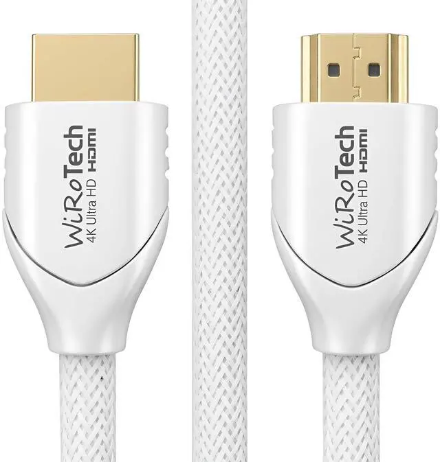 Main image of WiRoTech White HDMI Cable 4K 15 Feet - HDMI 2.0 18Gbps Braided Cord ^^ 4K@60Hz HDR10 Dolby Vision ARC HDCP 2.2 ^^ for PS5 Xbox Series X Apple TV Roku Smart TV Monitor (White)