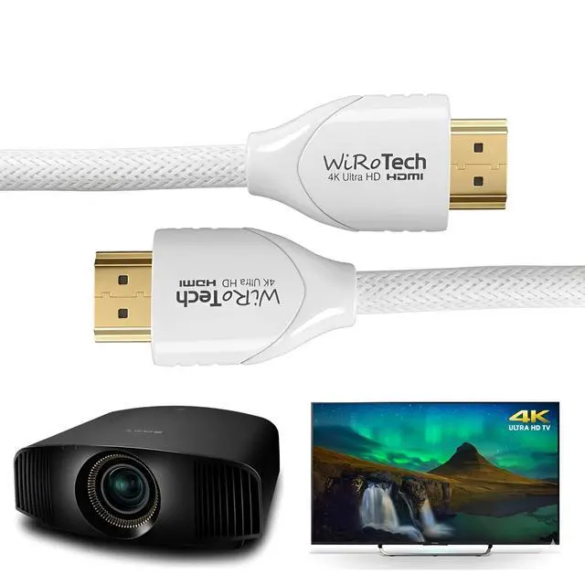 Alt view image 4 of 5 - WiRoTech White HDMI Cable 4K 15 Feet - HDMI 2.0 18Gbps Braided Cord ^^ 4K@60Hz HDR10 Dolby Vision ARC HDCP 2.2 ^^ for PS5 Xbox Series X Apple TV Roku Smart TV Monitor (White)