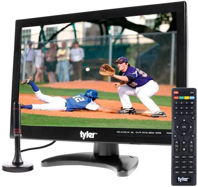 Main image of Tyler 14 Portable TV LCD Monitor 1080P Rechargeable Lithium Battery Operated, 2 Antenna, HDMI, USB, RCA, FM Radio, Digital Tuner, AV Inputs, AC/DC, TV Stand and Remote Control for Car Travel