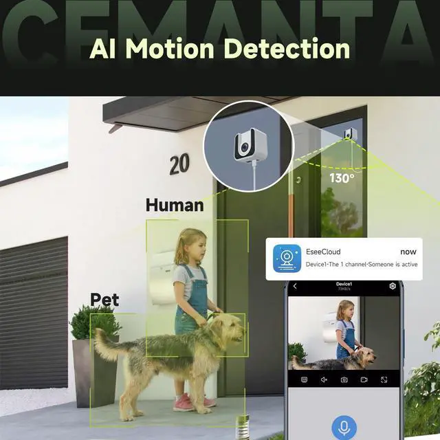 Alt view image 5 of 5 - CEMANTA 3MP Window Camera,Free Cloud Storage,2.4Ghz & 5Ghz WiFi Indoor Cameras for Home Security, Color Starlight Night Vision, Anti-Glare, AI Motion Detection, 24/7 Recording, Compatible with Alexa