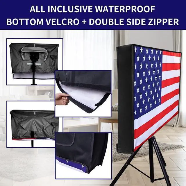 Alt view image 5 of 5 - HOMEYA Outdoor TV Cover American Flag 41-43 Inch, 600D Heavy Duty Weatherproof TV Screen Protector, Waterproof Zipper Front Flap & Bottom, Outside Television Enclosure for LED LCD Flat Screen TV