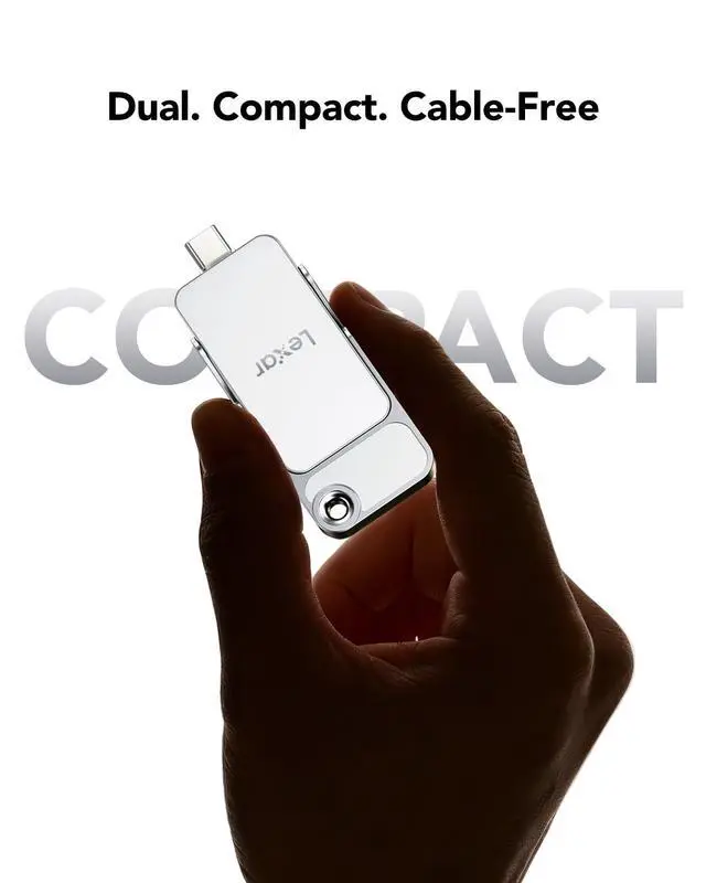 Alt view image 2 of 5 - Lexar D70E 2TB Dual Drive External SSD, Up to 2000MB/s Read and 1800MB/s Write, Durable Metal Housing Design, Cable-Free Portable SSD for USB Type-C/Type-A Devices, Compatible with iPhone 17