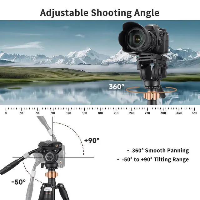 Alt view image 3 of 5 - Cayer F6 Vertical Video Fluid Head 360 Pan Tilt for Tripod