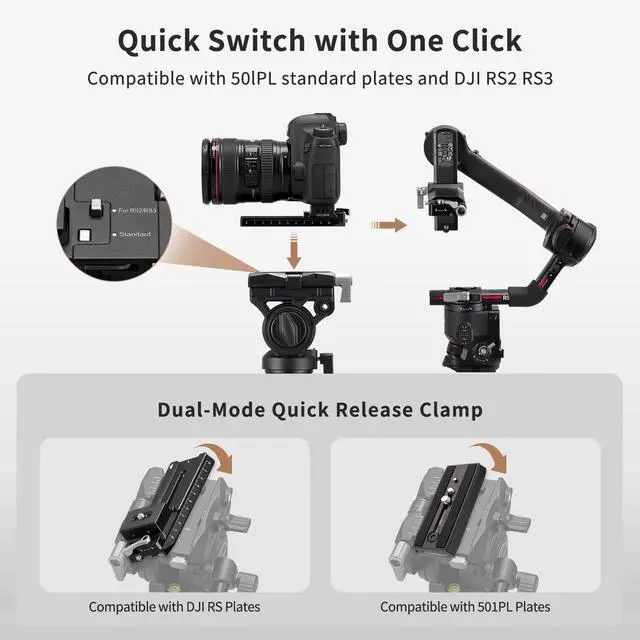 Alt view image 4 of 5 - Cayer F6 Vertical Video Fluid Head 360 Pan Tilt for Tripod