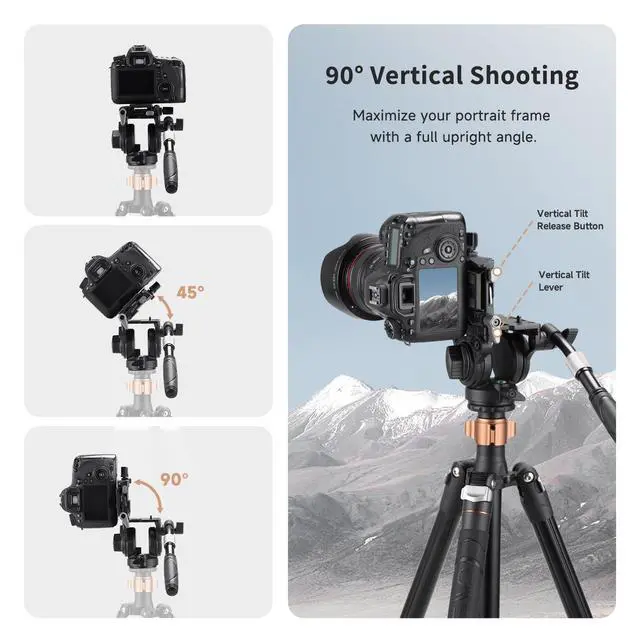 Alt view image 5 of 5 - Cayer F6 Vertical Video Fluid Head 360 Pan Tilt for Tripod
