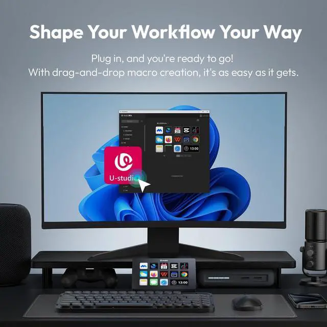 Alt view image 3 of 5 - ULANZI Stream Controller Macro Keyboard D200 U-Studio Macro Pad 14 LCD Keys, 13 Customizable Macro Keys Deck to Control Apps and Software, Trigger Actions in OBS, Twitch, YouTube and More, for Mac/PC