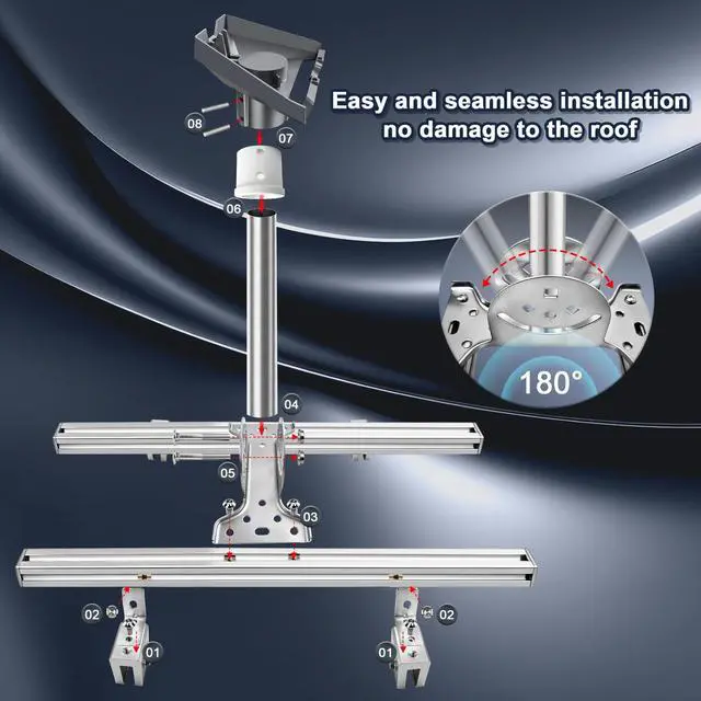 Alt view image 2 of 5 - Gen 3 Starlink Roof Mount,Standing Seam Metal Roof Mount for Starlink Standard 4/4X,with Pipe Adapter,No Drilling Required,Adjustable,Strong Load-Bearing Capacity(for Starlink Gen 3)