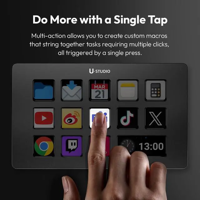 Alt view image 4 of 5 - ULANZI Stream Controller Macro Keyboard D200 U-Studio Macro Pad 14 LCD Keys, 13 Customizable Macro Keys Deck to Control Apps and Software, Trigger Actions in OBS, Twitch, YouTube and More, for Mac/PC