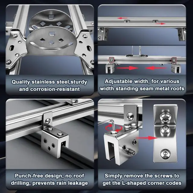 Alt view image 5 of 5 - Gen 3 Starlink Roof Mount,Standing Seam Metal Roof Mount for Starlink Standard 4/4X,with Pipe Adapter,No Drilling Required,Adjustable,Strong Load-Bearing Capacity(for Starlink Gen 3)