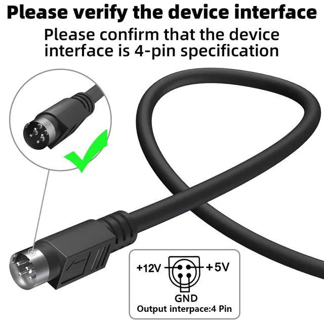 Alt view image 3 of 5 - 4-Pin DIN 12V 2A 5V 2A AC/DC Adapter for Jet # SAW34-12.0/5.0-2000 12VDC 2000mA 5VDC 2 Amp 4 Prong Connetcor Power Supply Cord