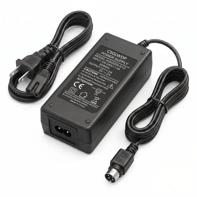 Alt view image 4 of 5 - 4-Pin DIN 12V 2A 5V 2A AC/DC Adapter for Jet # SAW34-12.0/5.0-2000 12VDC 2000mA 5VDC 2 Amp 4 Prong Connetcor Power Supply Cord