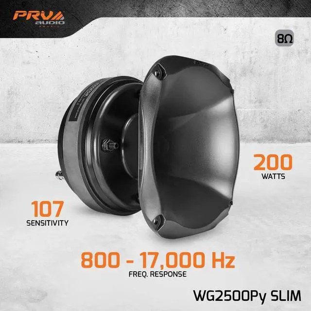 Alt view image 2 of 5 - PRV AUDIO 2X WG2500Py Slim 200 Watts 2" Exit Mids & Highs Horn Driver 8 Ohm 107dB PRO Audio Polyimide Compression Driver with Shallow Waveguide (2 Horn Drivers) Bundle 400 Watts