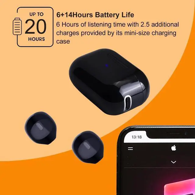 Alt view image 3 of 5 - SQRMINI Mini Wireless Bluetooth Earbuds with Microphone,Invisible Bluetooth Headphones for Women and Small Ears with Touch Control, IPX5 Waterprof, Battery Case(Black)