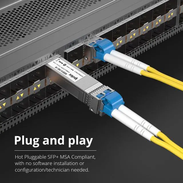 Alt view image 4 of 5 - ipolex SFP+ 10GBase LR Singlemode Module, 10G SFP LC 1310nm Fiber Optic Transceiver for Cisco SFP-10G-LR, Ubiquiti UniFi UF-SM-10G, Meraki MA-SFP-10GB-LR, Netgear, Mikrotik and More, up to 10KM, 2