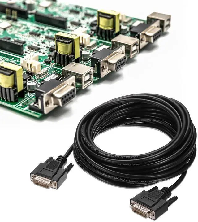 Alt view image 4 of 5 - MECCANIXITY DB15 Serial Cable, 28AWG Aluminium Foil Shielded DB15 Male to Male Straight Through Serial Cable for Data Communication, 32.8 ft