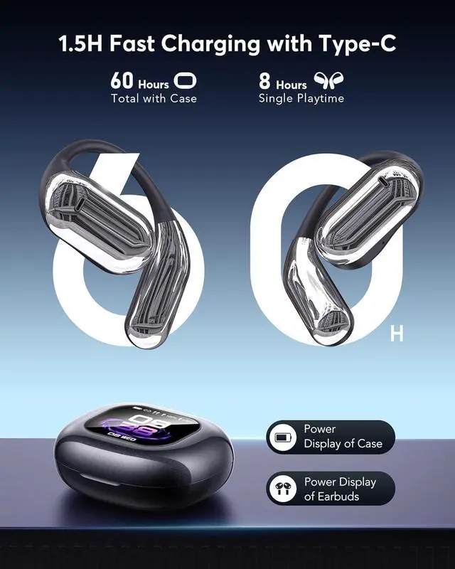 Alt view image 3 of 5 - AI Language Translation Earbuds, OWS LCD Touchscreen Real-Time Translator for 144 Languages & Accents Includes Free Subscription Translation Device Earphones for Travel Business Learning, Black 1