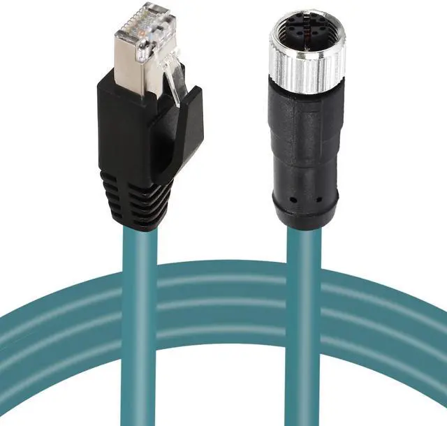 Main image of Solnique M12 X-Code 8 Pin Industrial Ethernet Cable, IP67 Waterproof Shielded Sensor Cable, Male to Female High-Flex Aviation Connector for Cognex Camera, PLC, Automation System