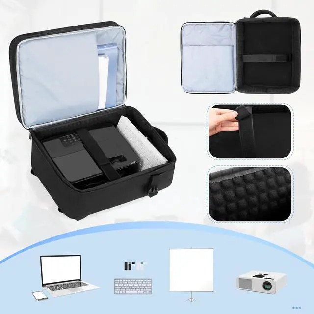 Alt view image 2 of 5 - LUXJA Projector Backpack with 15.6 Inch Laptop Sleeve, Projector Bag with 2 Large Compartments (Compatible with Most Major Projectors), Black