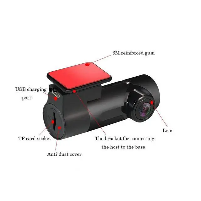 Alt view image 4 of 4 - Black Rear Dash Cam Night Vision Dash Camera 126GB with Wifi Mini Dash Camera for Cars Fhd 1080p Wide View Rear Camera 160