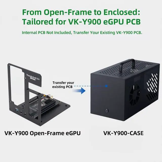 Alt view image 2 of 5 - VIKINYEE eGPU Chassis for VK-Y900 (Not Includes Circuit Board), Aluminum Alloy/Iron/Acrylic Case for VK-Y900 Motherboard (VK-Y900-Case)
