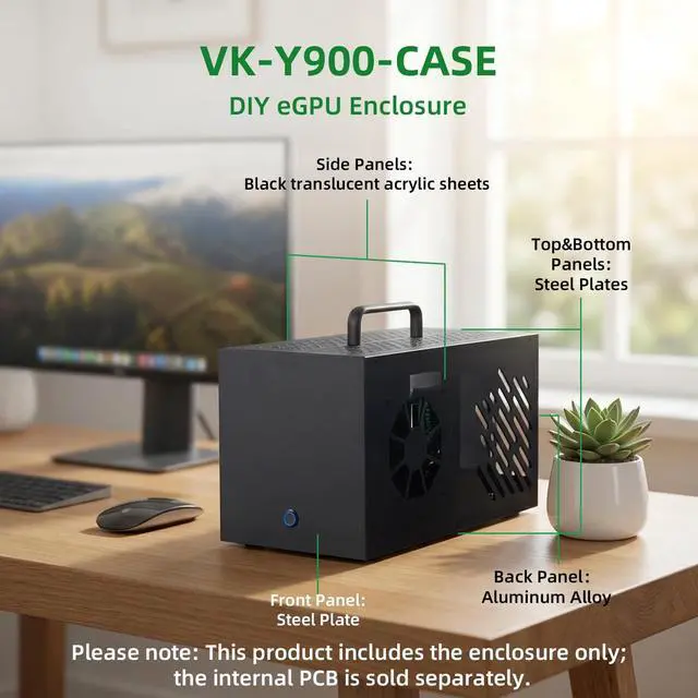 Alt view image 4 of 5 - VIKINYEE eGPU Chassis for VK-Y900 (Not Includes Circuit Board), Aluminum Alloy/Iron/Acrylic Case for VK-Y900 Motherboard (VK-Y900-Case)