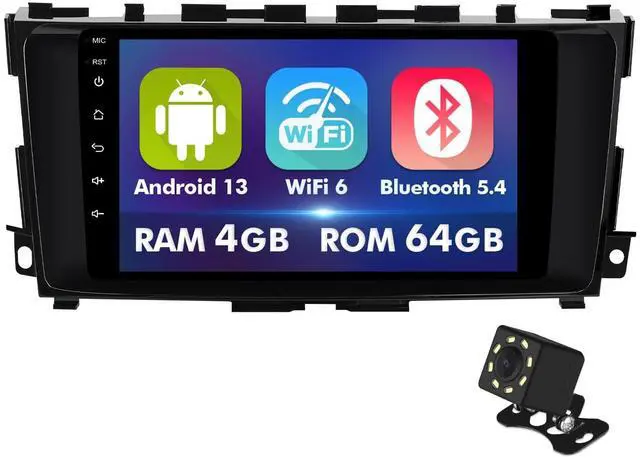 Main image of 9 Inch IPS Touchscreen Android 13 Car Stereo for Nissan Altima 2014-2018 with Wireless CarPlay & Android Auto 4+64GB Car Radio, Support GPS, WiFi 6, Bluetooth,5.4, FM, Backup Camera, SWC, USB