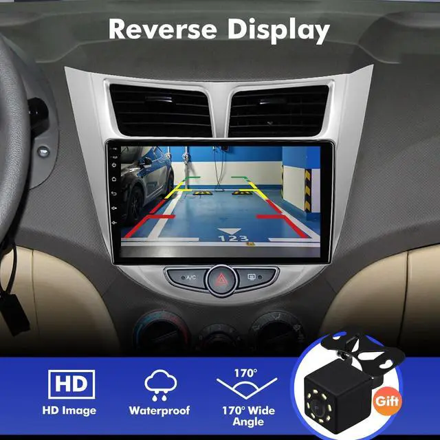Alt view image 4 of 5 - 4Core+64GB 9 Inch IPS Touchscreen Android 14 Car Stereo for Hyundai Accent Verna Solaris 2010-2016 with Wireless CarPlay & Android Auto Car Radio, Support WiFi 6, Bluetooth,5.4, Backup Camera,