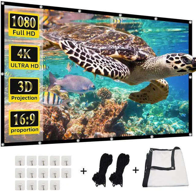 Main image of Projector Screen,HUANYINGBJB 4K 16:9 HD Rear Front Projector Screens Foldable Projection Screen Double-Sided Portable Outdoor Indoor Projectors Screen for Movie Home Theater (150 inches)