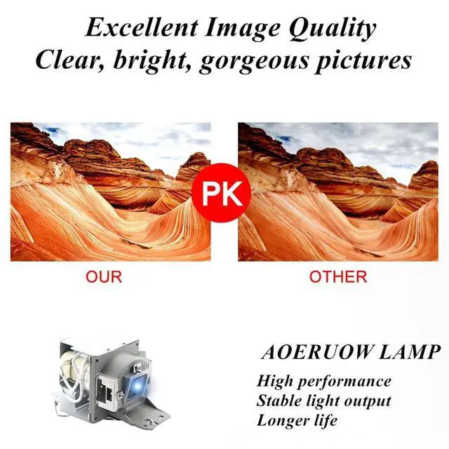 Alt view image 3 of 5 - AOERUOW 5J.J6H05.001 / 5J.J5R05.001 Replacement Lamp Bulb with Housing for BenQ MS500h,MS513P,MS513P+,MX303D,MX514P,TS513P,MS513PB,MS514PB,MX514PB,MX701,MX701+,MX701-V Projectors