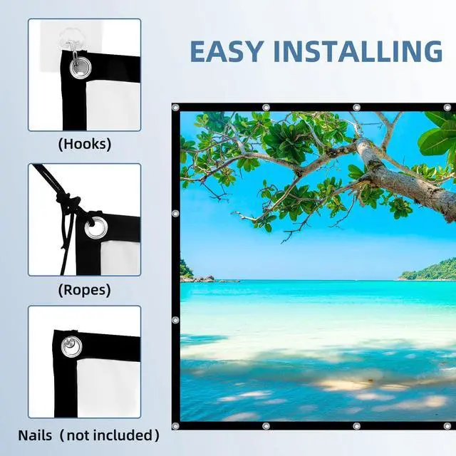 Alt view image 3 of 5 - Projector Screen,HUANYINGBJB 4K 16:9 HD Rear Front Projector Screens Foldable Projection Screen Double-Sided Portable Outdoor Indoor Projectors Screen for Movie Home Theater (150 inches)