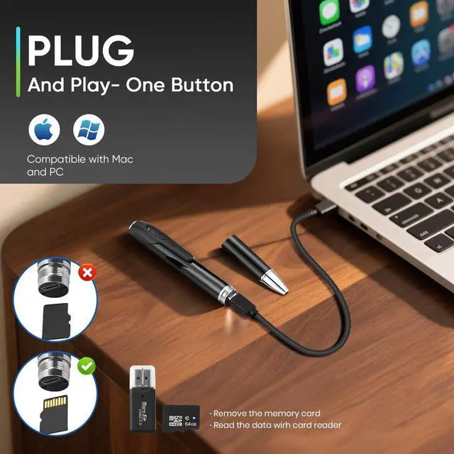 Alt view image 3 of 5 - 3D-PAS 1080P HD Spy Camera, 64GB Mini Body Cam, Hidden Cameras, Mini Camera, Rechargeable Small Pocket Cam, Suitable for Feetings, Classrooms, Business Negotiations