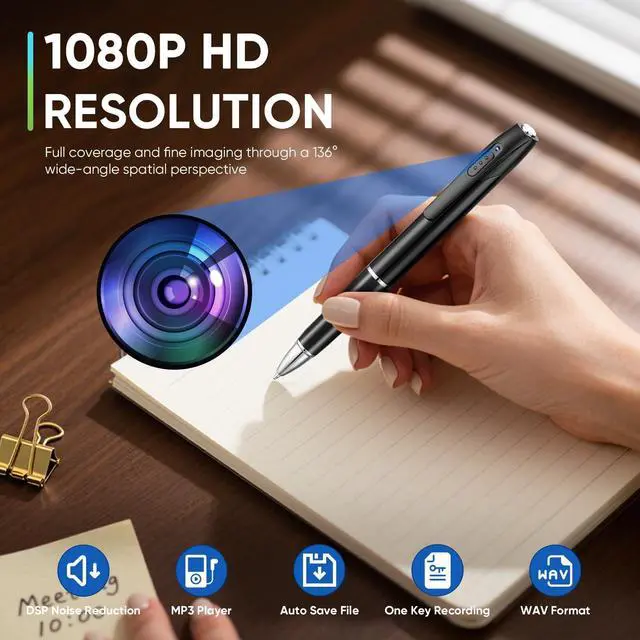 Alt view image 2 of 5 - 3D-PAS 1080P HD Spy Camera, 64GB Mini Body Cam, Hidden Cameras, Mini Camera, Rechargeable Small Pocket Cam, Suitable for Feetings, Classrooms, Business Negotiations