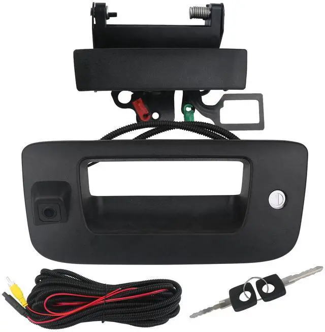 Main image of omoZone Backup Camera Tailgate Handle Rear View Camera Liftgate Latch Handle with Key Lock Cylinder Black Compatible with 2007-2014 Chevrolet Chevy Silverado GMC Sierra 1500 2500 3500