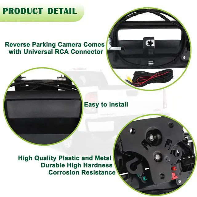 Alt view image 4 of 5 - omoZone Backup Camera Tailgate Handle Rear View Camera Liftgate Latch Handle with Key Lock Cylinder Black Compatible with 2007-2014 Chevrolet Chevy Silverado GMC Sierra 1500 2500 3500
