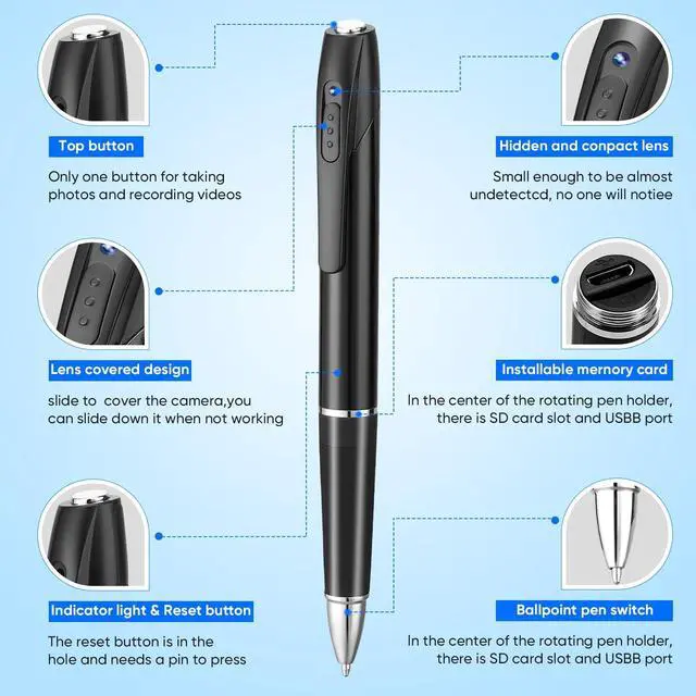 Alt view image 5 of 5 - 3D-PAS 1080P HD Spy Camera, 64GB Mini Body Cam, Hidden Cameras, Mini Camera, Rechargeable Small Pocket Cam, Suitable for Feetings, Classrooms, Business Negotiations
