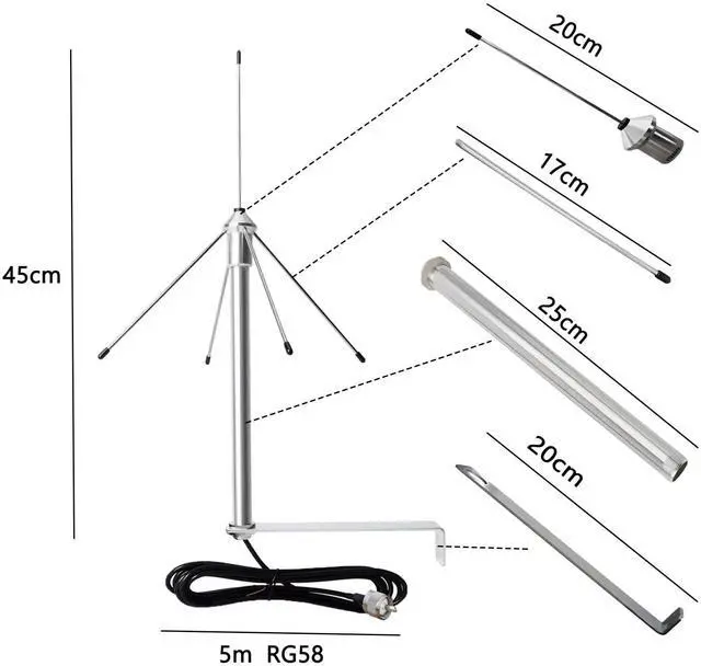 Alt view image 2 of 5 - UHF GMRS Mobile Radio Antenna, 433mhz Garage Opener Antenna for Garage Door/Two Way Mobile Ham Radio, Access Control System, with 16.4 ft RG58 coaxial Cable UHF Male& SMA Male Adapter