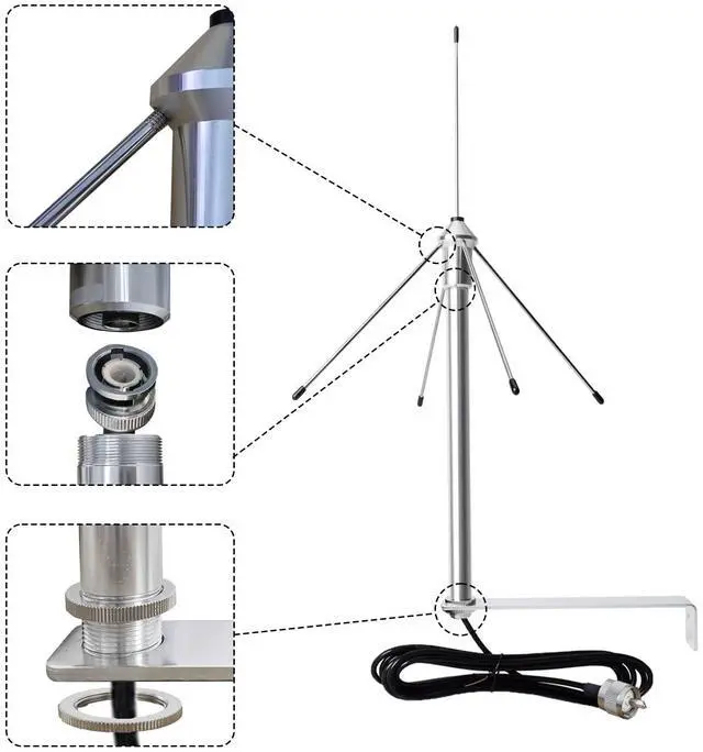 Alt view image 3 of 5 - UHF GMRS Mobile Radio Antenna, 433mhz Garage Opener Antenna for Garage Door/Two Way Mobile Ham Radio, Access Control System, with 16.4 ft RG58 coaxial Cable UHF Male& SMA Male Adapter