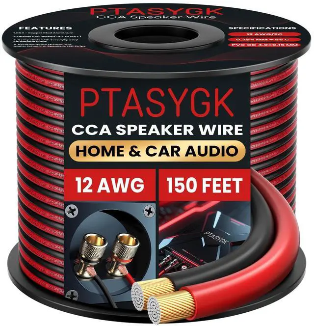 Main image of PTASYGK 12 Gauge Speaker Wire 150ft 2-Conductor CCA Home & Car Audio