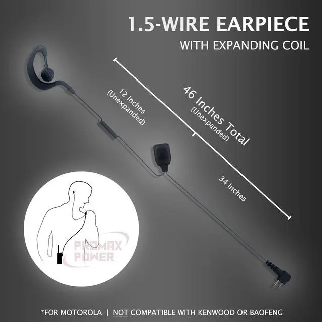 Alt view image 4 of 5 - PROMAXPOWER 10-Pack G-Shape Swivel Earpiece with PTT for Motorola CP200D R2