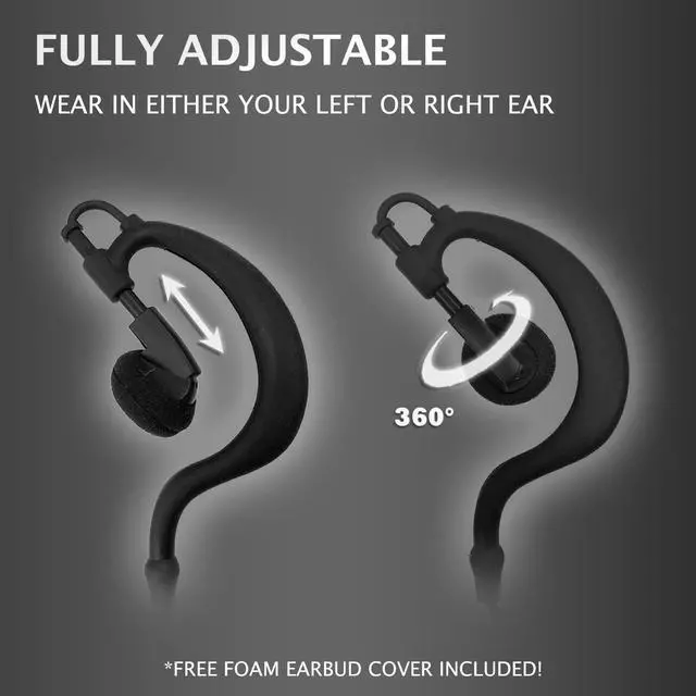 Alt view image 5 of 5 - PROMAXPOWER 10-Pack G-Shape Swivel Earpiece with PTT for Motorola CP200D R2